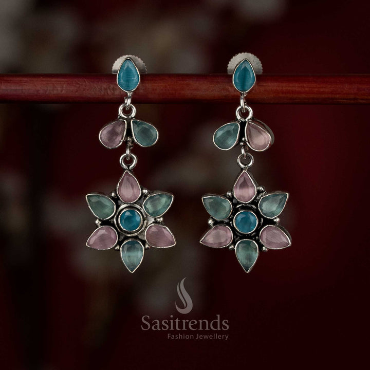Pastel mix oxidised pear-petal earrings for easy light fashion wear – Sasitrends