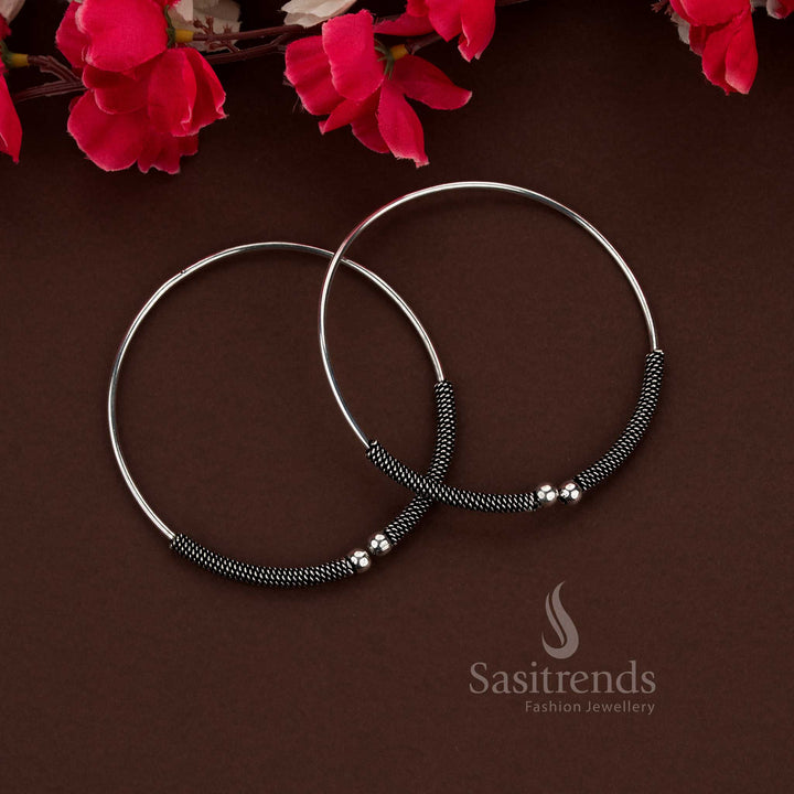 Oxidised Kada anklet payal featuring a minimalist design perfect for casual everyday wear – Sasitrends