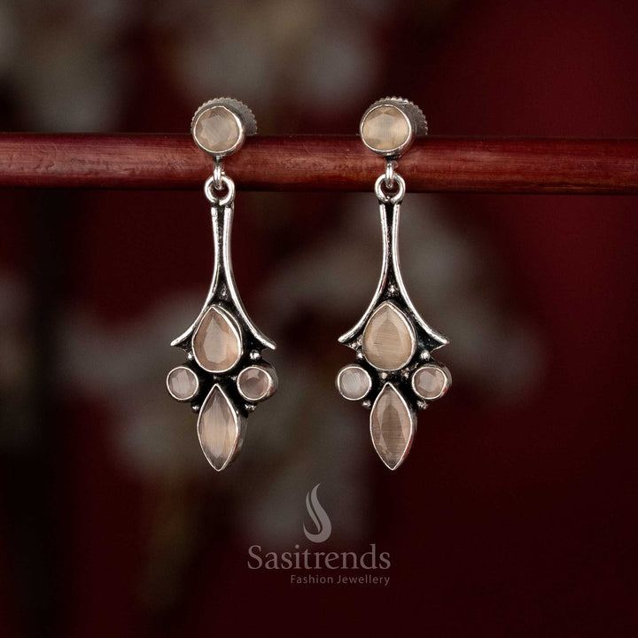 Earthy brown oxidised geometric teardrop earrings perfect for relaxed casual meetups – Sasitrends