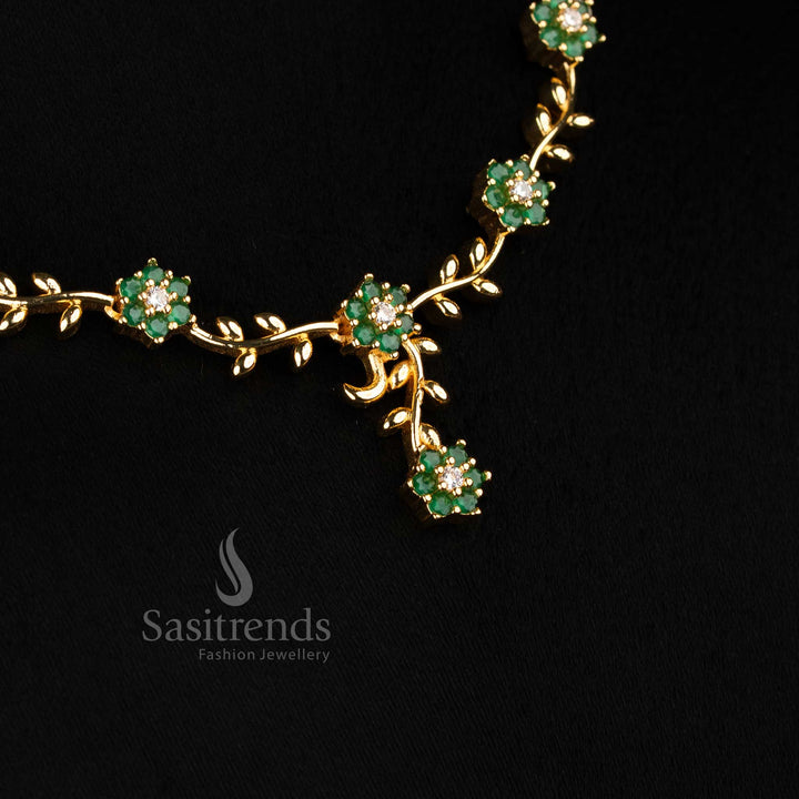 Party wear white-green floral vine necklace jewellery – Sasitrends