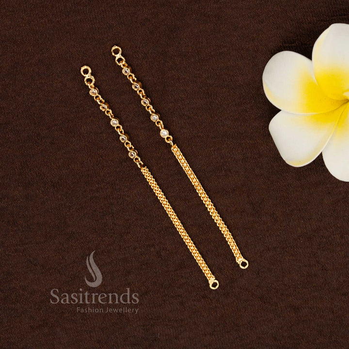 Radiant Traditional Impon Micro Gold Plated Round Stone Chain Matil – Guaranteed with 24 Carat Pure Gold Look