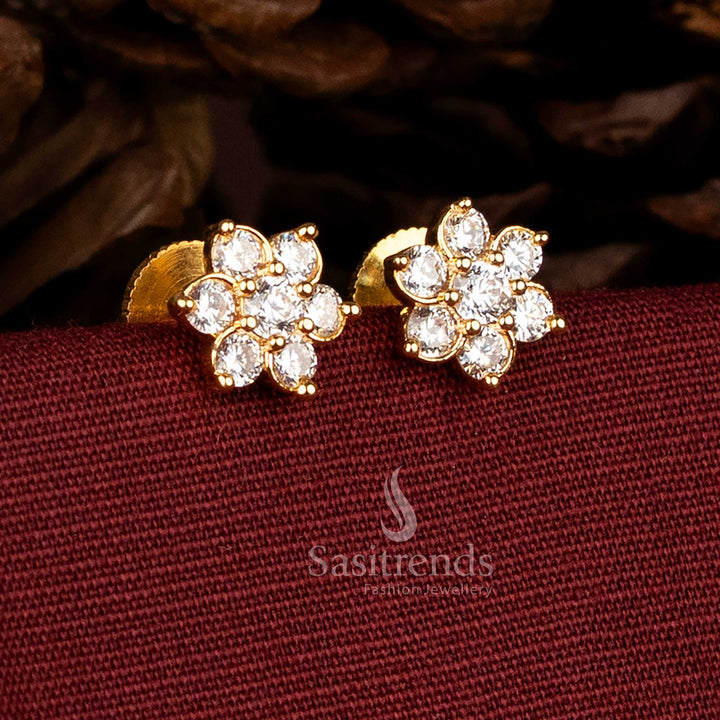 Attractive Premium Floral American Diamond medium stud earrings with sparkling premium stone design - Sasitrends