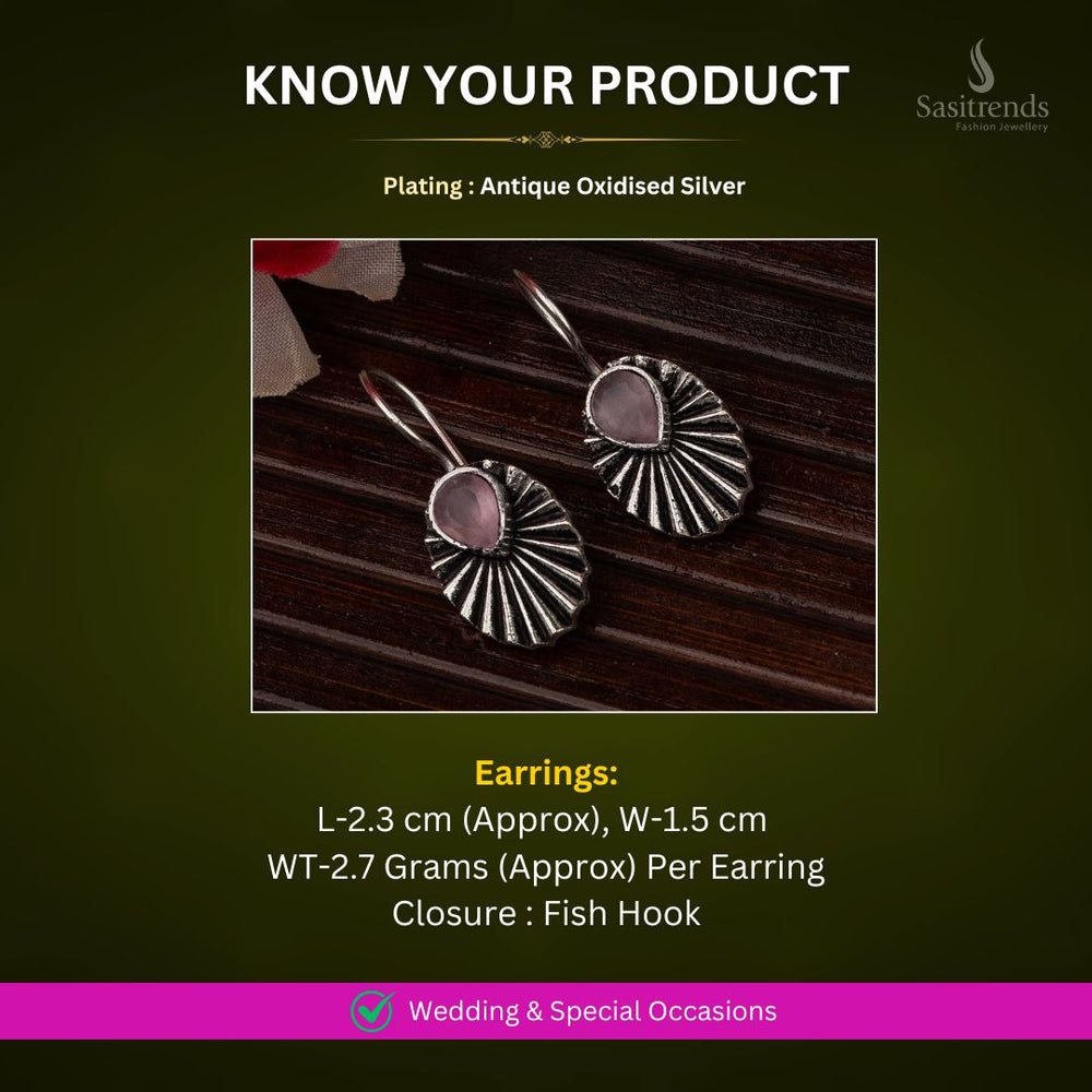 Antique Oxidised Silver Earrings Measurement image - Sasitrends