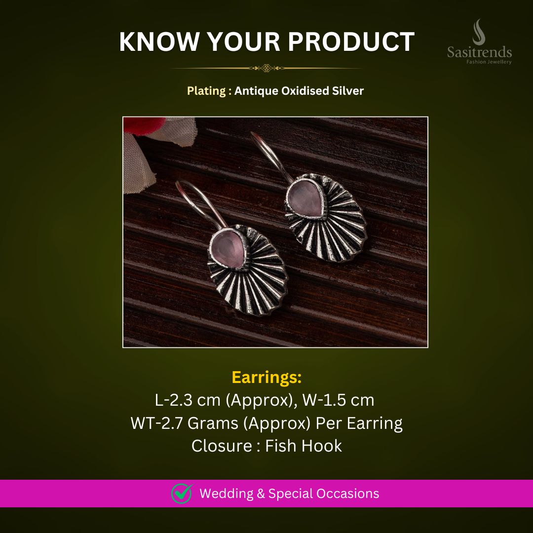Antique Oxidised Silver Earrings Measurement image - Sasitrends