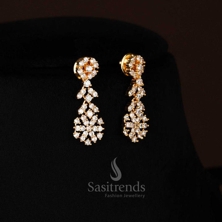 Sasitrends Party Wear American Diamond one gram Micro Gold Double Layer Necklace Jewellery Set