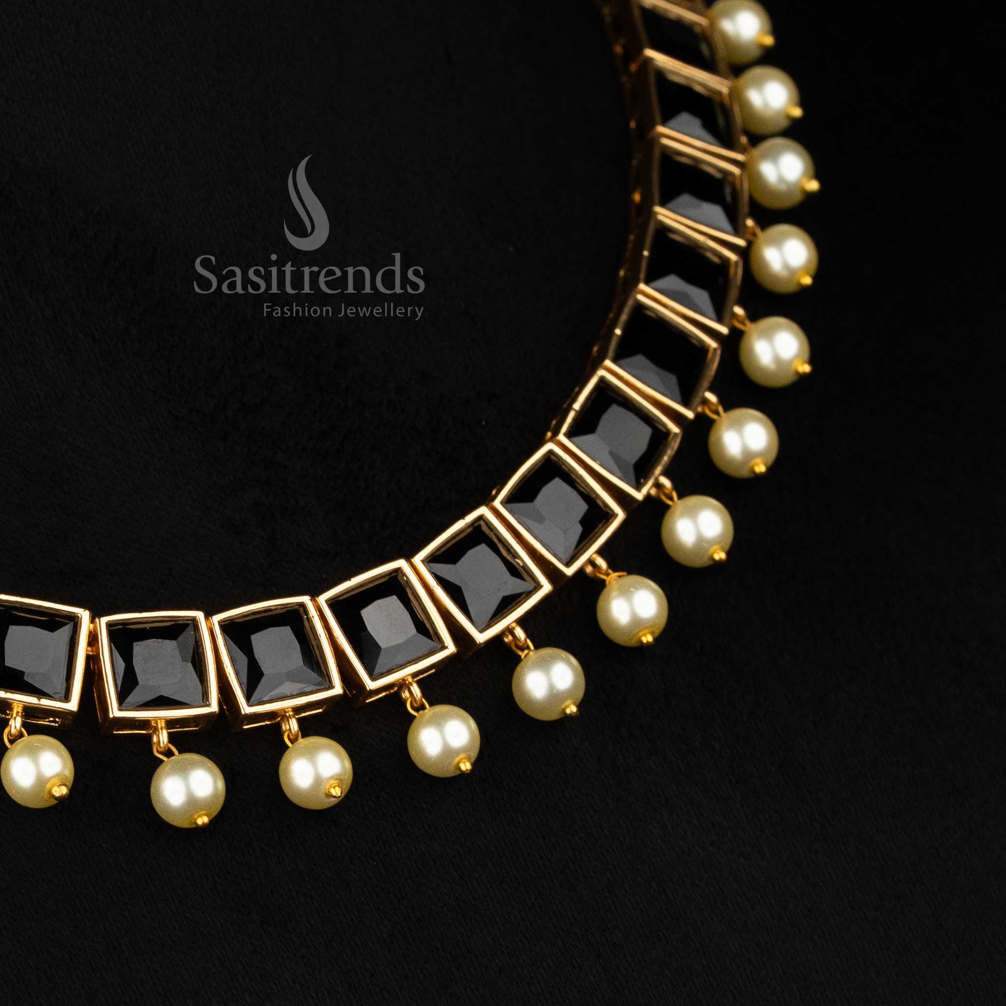  BIG black AD necklace with pearl drops for luxurious evening celebrations – Sasitrends