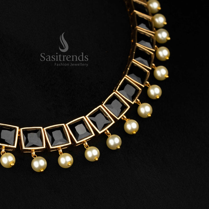 BIG black AD necklace with pearl drops for luxurious evening celebrations – Sasitrends