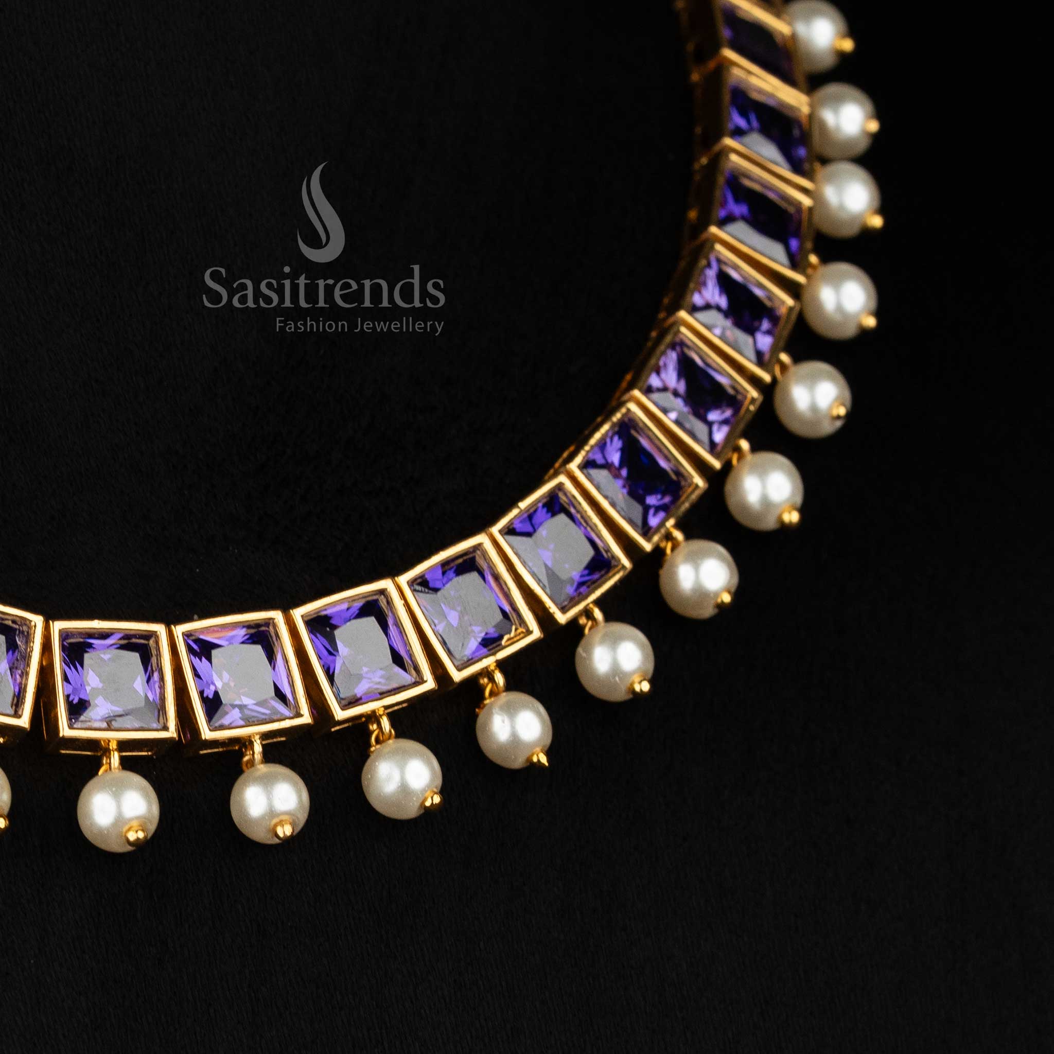  BIG purple AD necklace with pearl drops giving a royal wedding look – Sasitrends