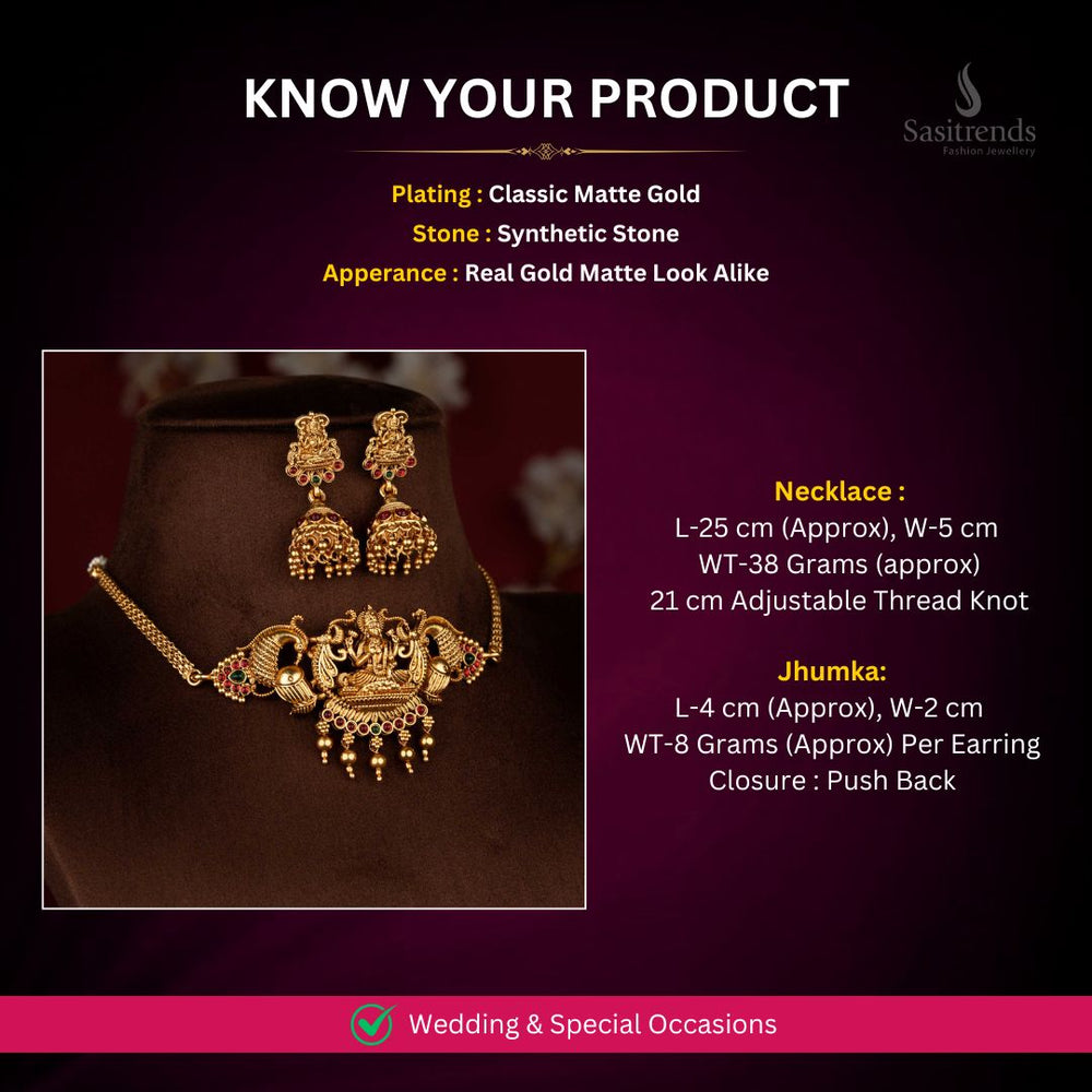 Classic matte gold plated Necklace Set Measurement Image - Sasitrends