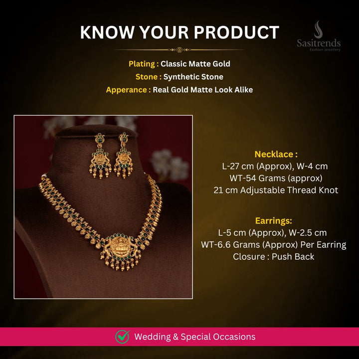 Classic matte gold plated Necklace Set Measurement Image - Sasitrends