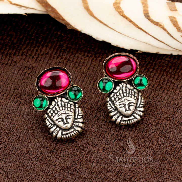 1916A choker set featuring peacock oxidised design and matching earrings - Sasitrends