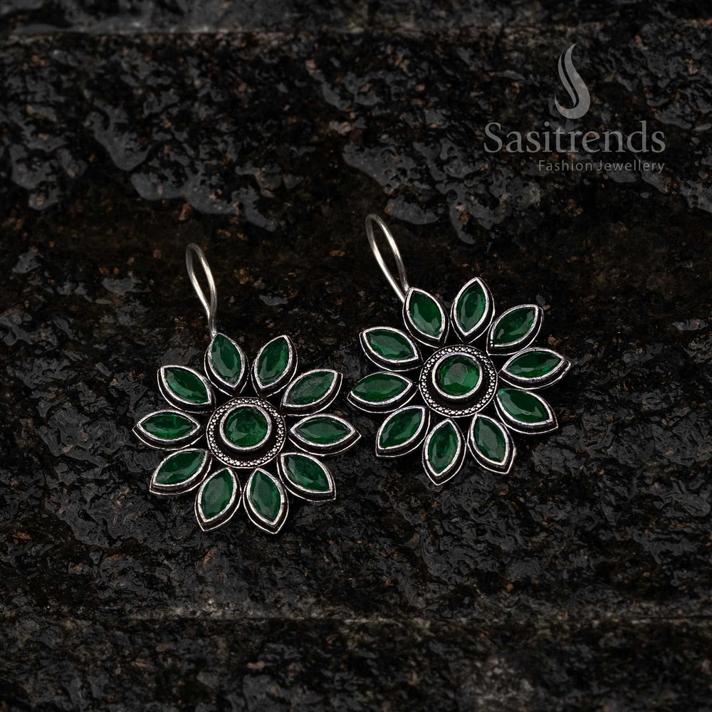 Vibrant Spectrum Floral Oxidised Earrings - Sasitrends - Sasitrends