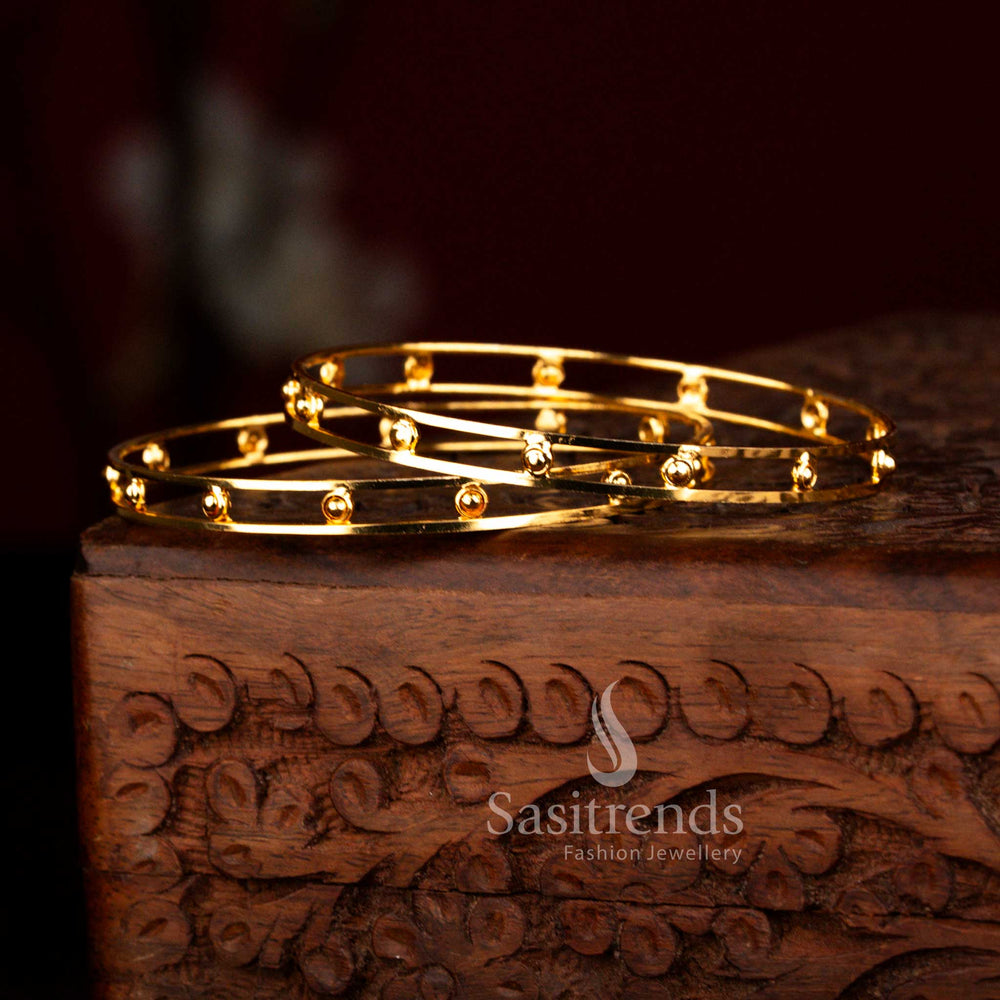 Elegant heritage micro gold plated bead cage design pair of two bangles perfect for cultural ceremonies and traditional styling guaranteed – Sasitrends