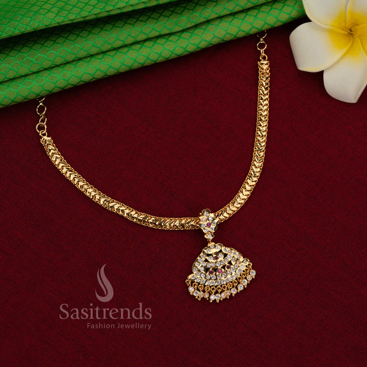 Divine embrace impon micro gold plated chain pendant necklace Gati heart design with guaranteed 24 carat pure gold look suitable for temple events, wedding wear and festive gatherings – Sasitrends