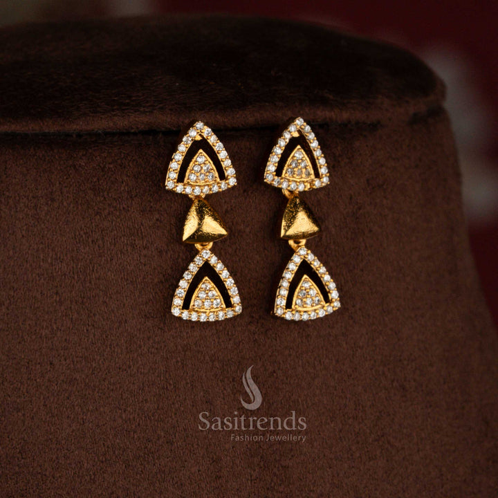 Divine temple design matte gold white AD earrings jewellery ideal for cultural events and traditional functions – Sasitrends