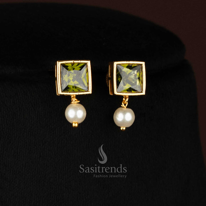 BIG henna-green AD earrings with pearl detail for ceremonial traditional beauty – Sasitrends