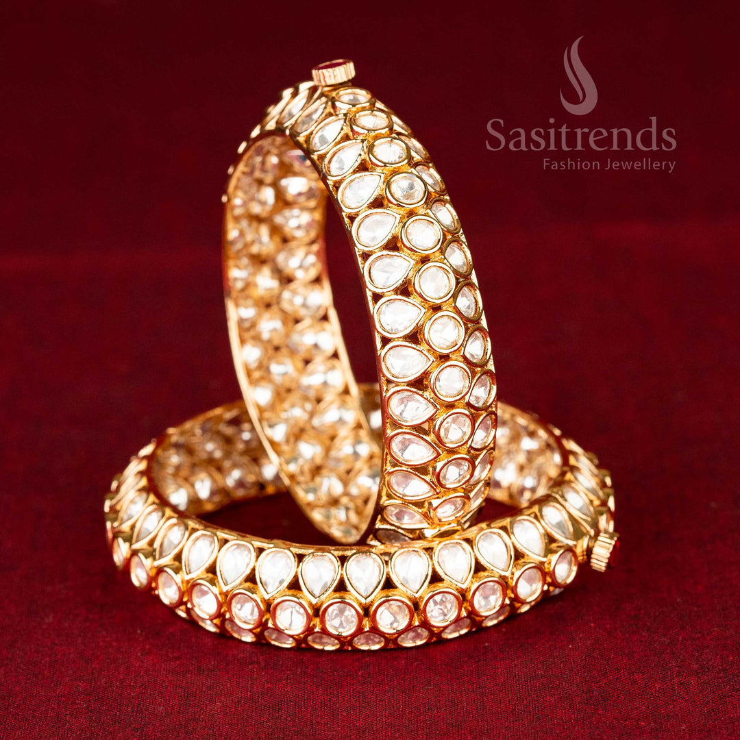 American Diamond Teardrop Kundan Stone Bangles