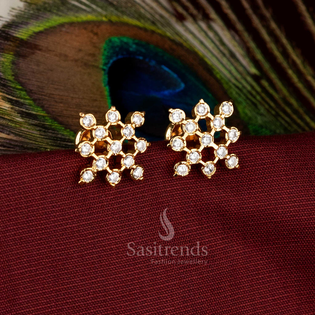 24 Carat pure gold look geometric floral earrings for family ceremonies & cultural poojas – Sasitrends