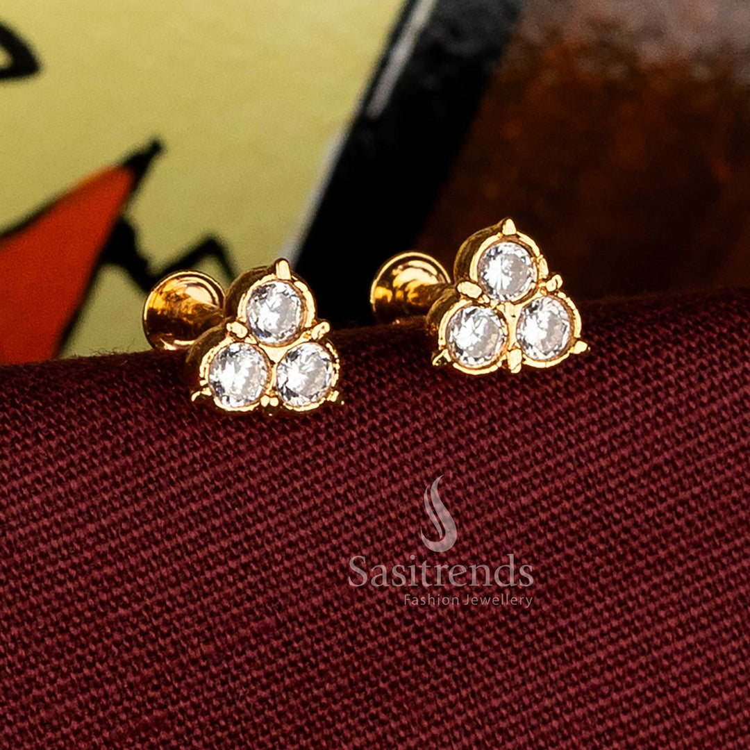  Impon addigai micro gold plated AD triangle cut earrings with gold finish – Sasitrends