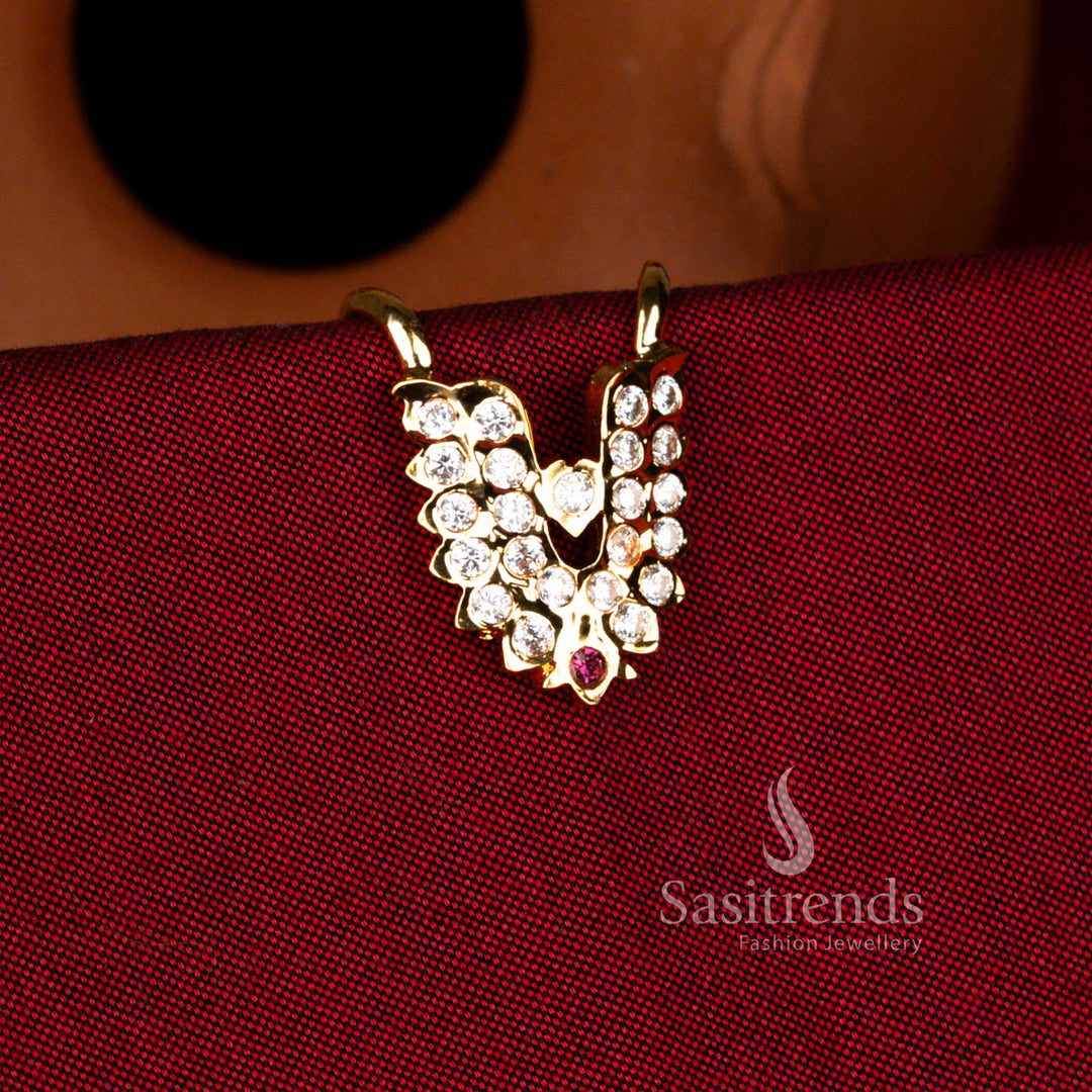 Impon Gati twin V heart AD stone ring in guaranteed micro gold plating - Sasitrends