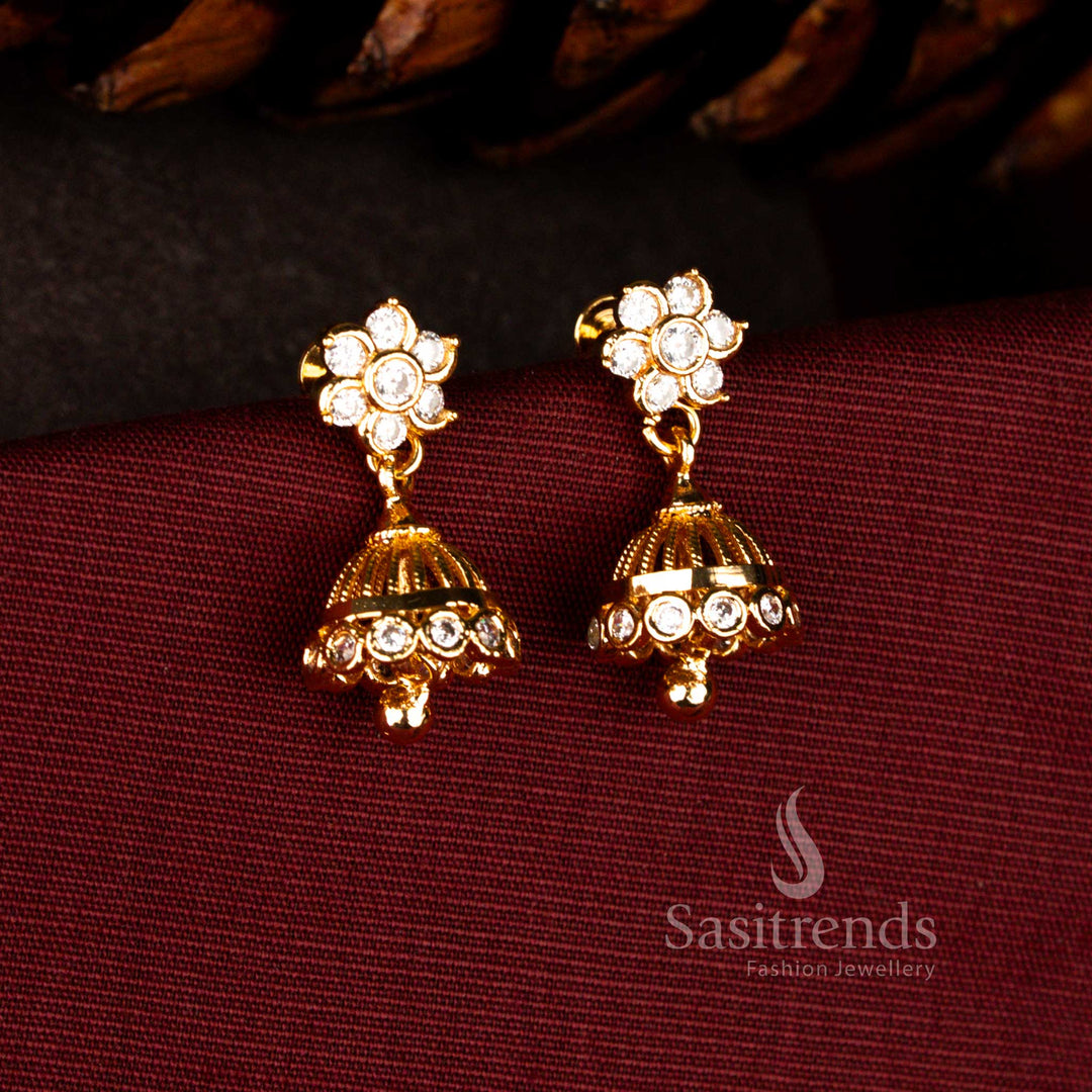 Guaranteed Impon micro gold plated floral filigree jhumka earrings - Sasitrends