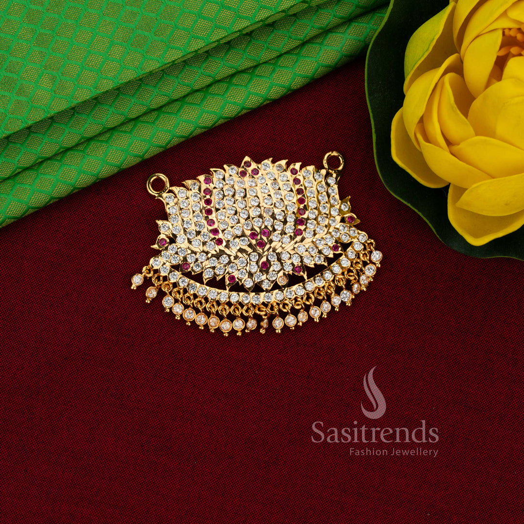  Impon micro gold plated linear crescent lotus AD pendant - Sasitrends