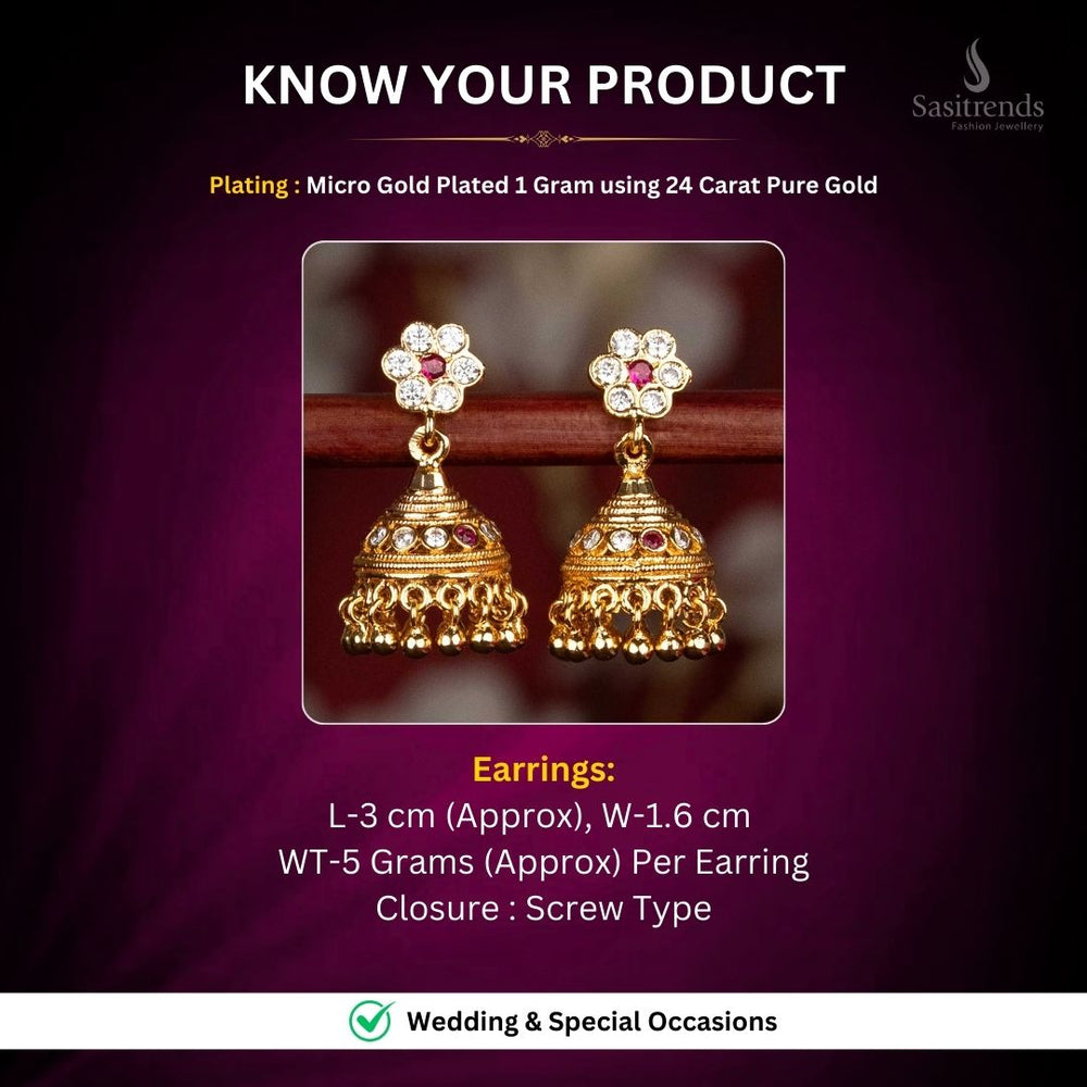 Impon Micro gold plated Earrings measurement image - Sasitrends