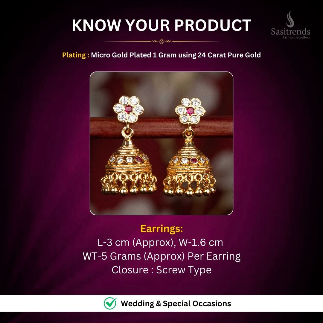 Impon Micro gold plated Earrings measurement image - Sasitrends