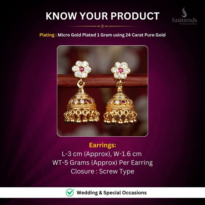 Impon Micro gold plated Earrings measurement image - Sasitrends