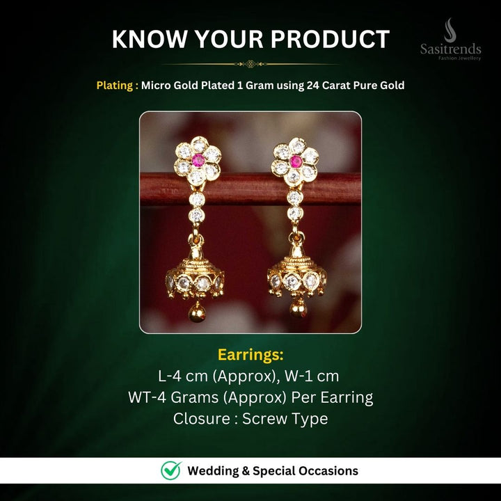 Impon Micro gold plated Earrings measurement image - Sasitrends