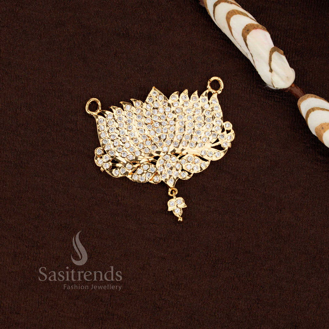 Sacred elegance impon micro gold plated lotus pendant white with guaranteed shine ideal for daily poojas auspicious rituals and temple festive wear – Sasitrends