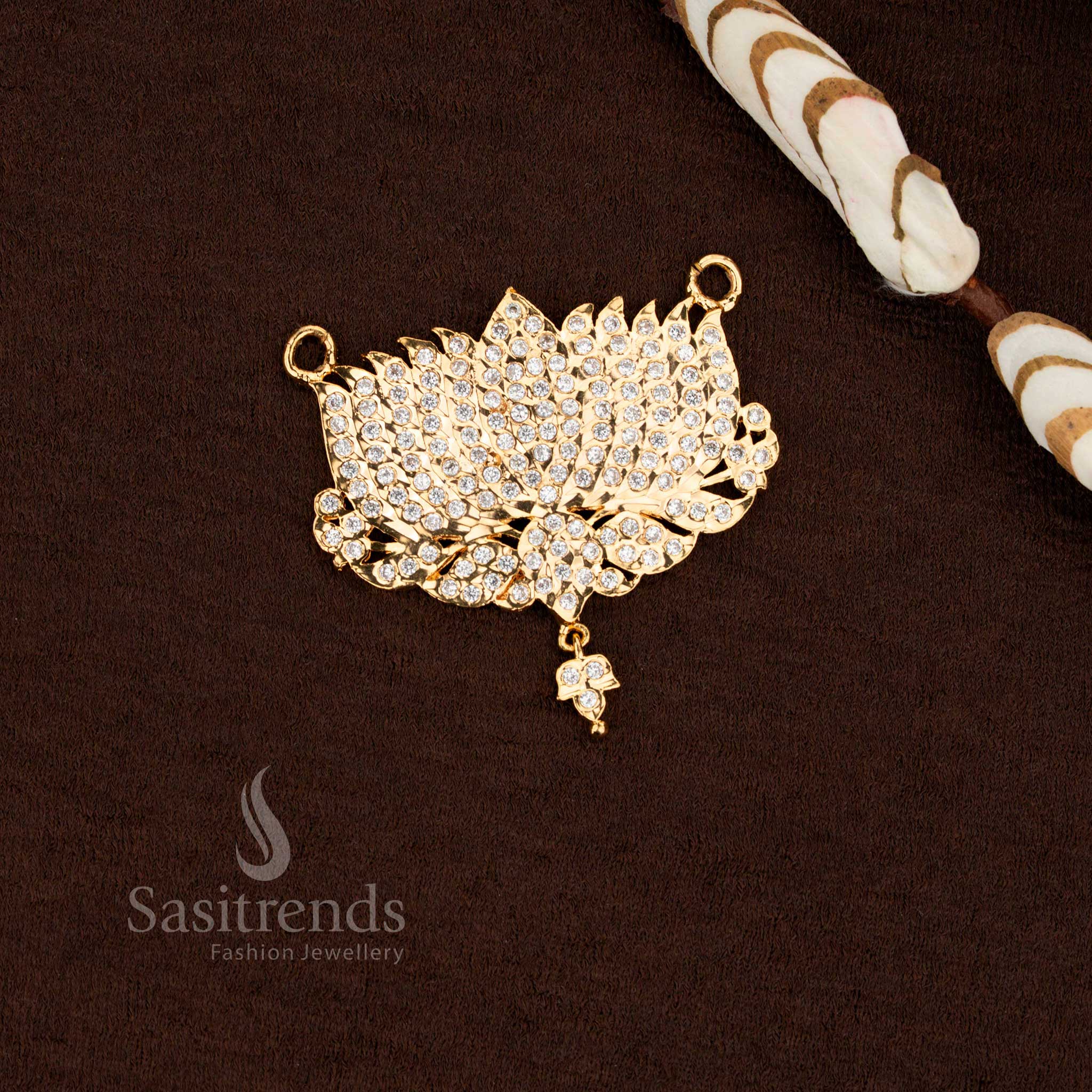 Sacred elegance impon micro gold plated lotus pendant white with guaranteed shine ideal for daily poojas auspicious rituals and temple festive wear – Sasitrends