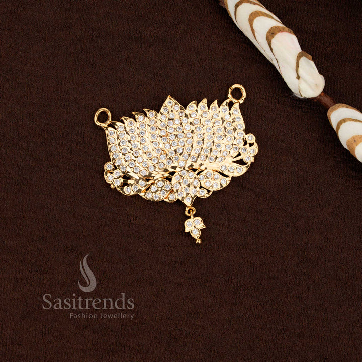 Divine Impon Micro Gold Plated AD Lotus Pendant for Poojas, Festive Wear - Guaranteed
