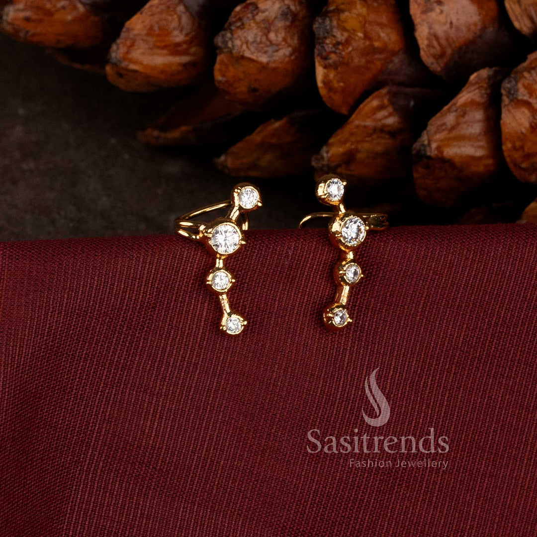 Impon One Gram Gold Plated AD Stone Curved Ear Cuff for Festive Wear - Sasitrends