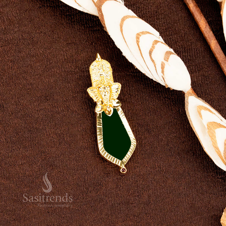 One Gram micro gold Plated kerala Nagapadam Pendant with green color for festivals - Sasitrends