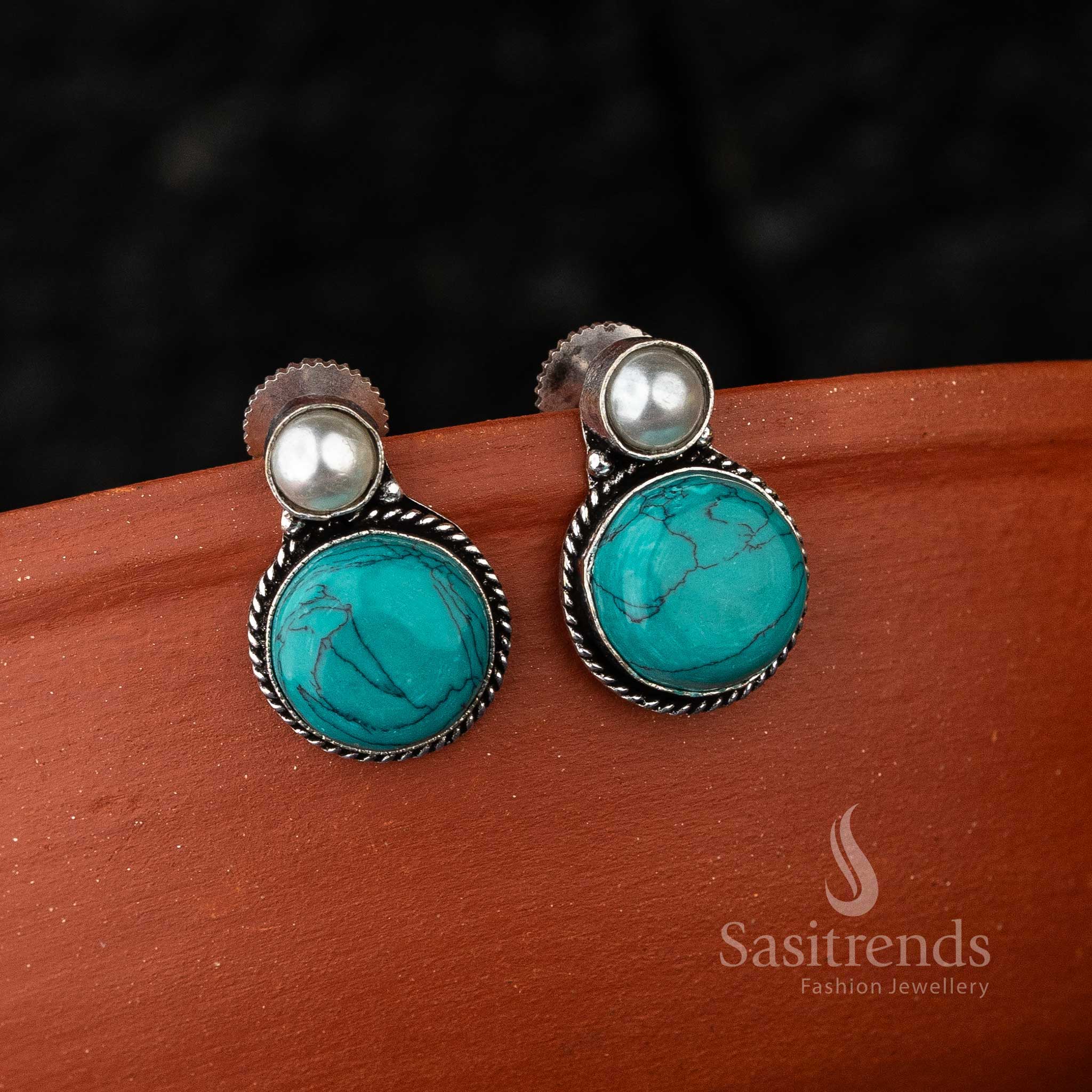 Turquoise Oxidised Jewellery Earrings