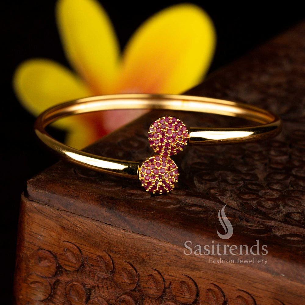 Majestic Lumora guaranteed one gram micro gold plated ruby American diamond pavé cluster bracelet – Sasitrends