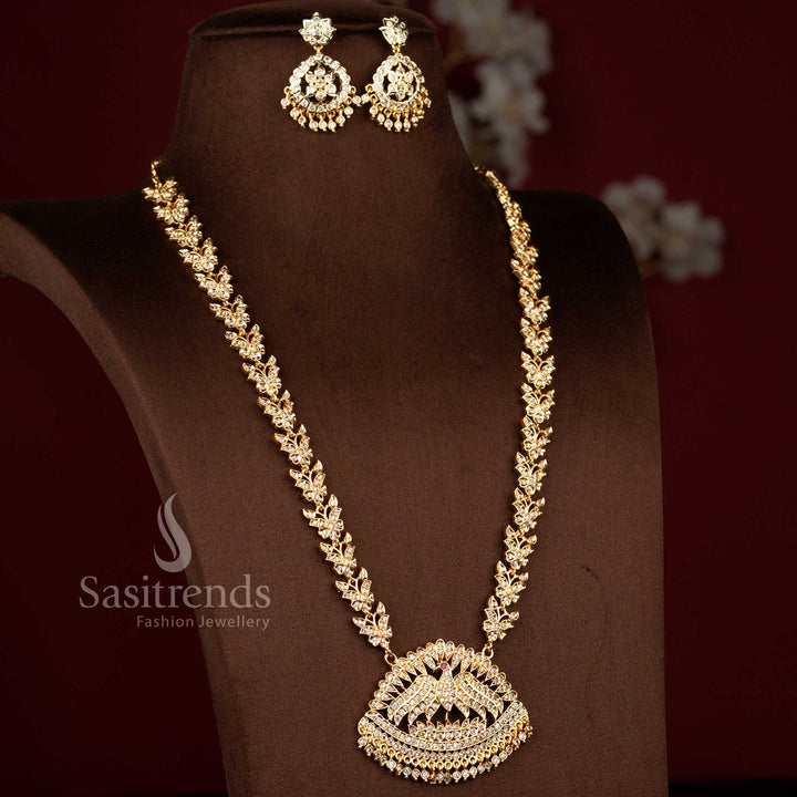 Magnificent Micro Gold Plated Crescent Garuda Eagle Motif Butterfly Chain Long Haram Necklace Set - Guaranteed