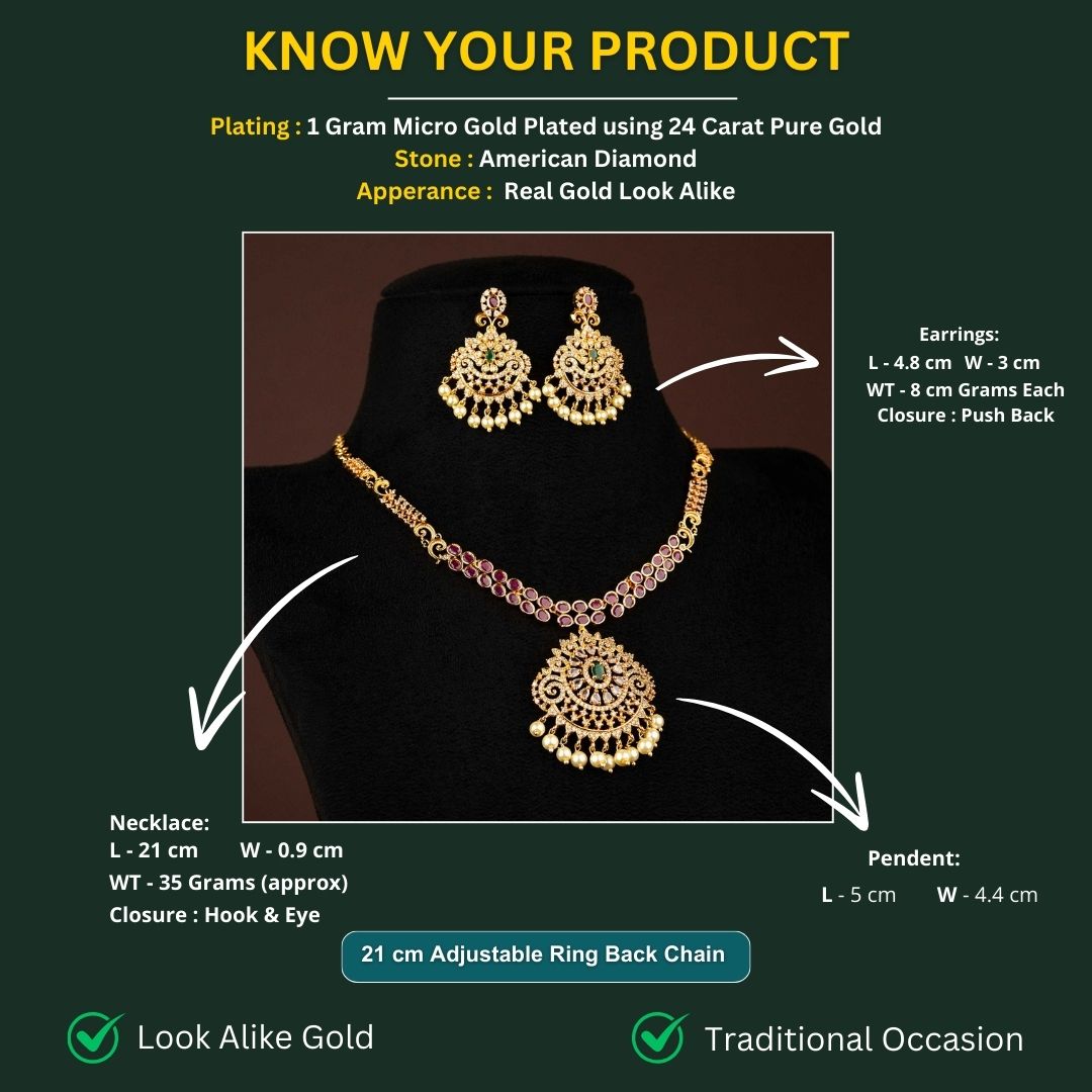 Micro Gold Plated Jewellery Set Measurement Image - Sasitrends