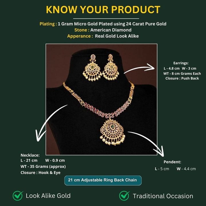 Micro Gold Plated Jewellery Set Measurement Image - Sasitrends