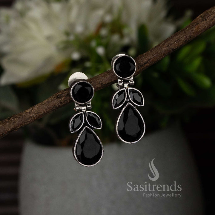 Navarathiri Special Elegance Black Oxidised Stone Earrings Sasitrends Online Shopping