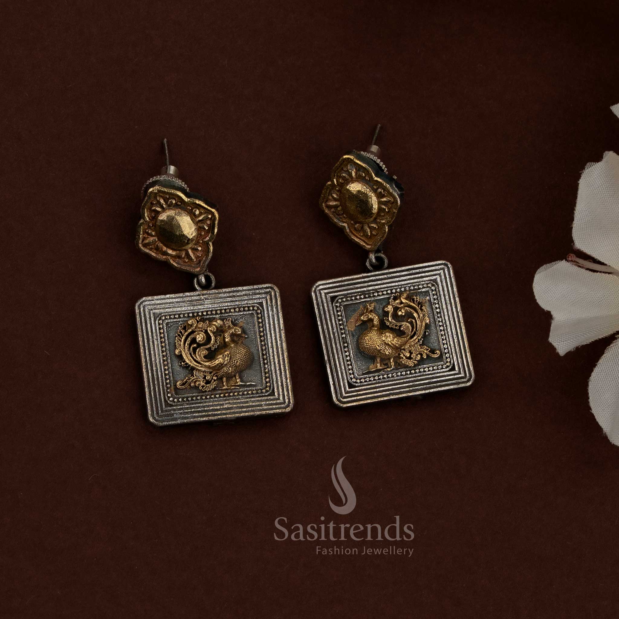 Oxidised silver nakshi husli necklace set for cultural and festive styling- Sasitrends
