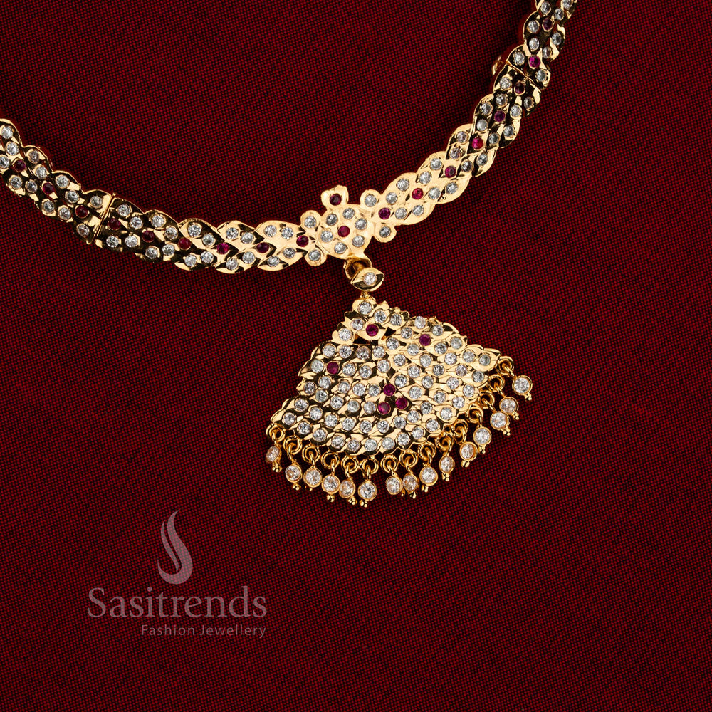 24 carat pure gold look Impon Pathakam pendant necklace for festive occasions
