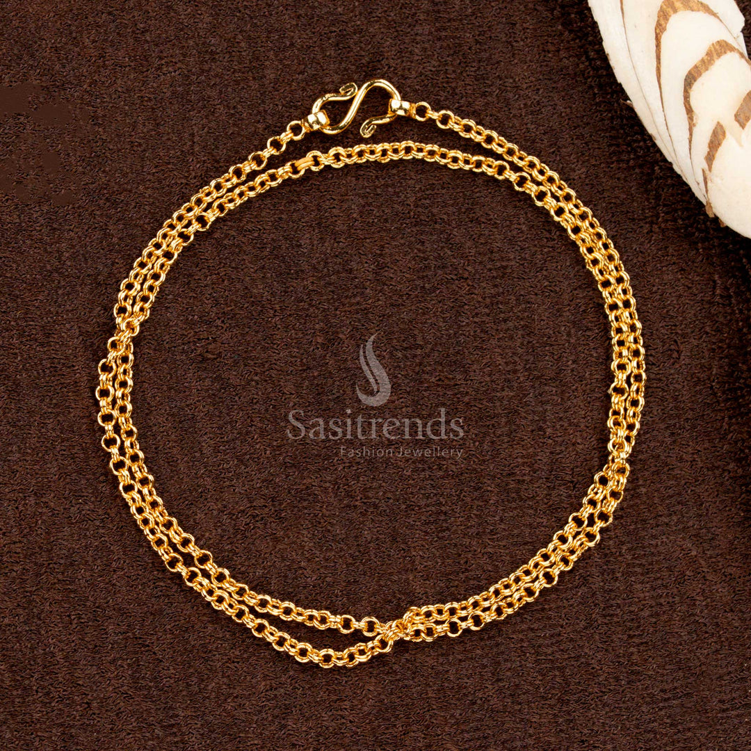 Round Link Pattern Double Chain in Micro Gold Plating – Guaranteed Finish - Sasitrends