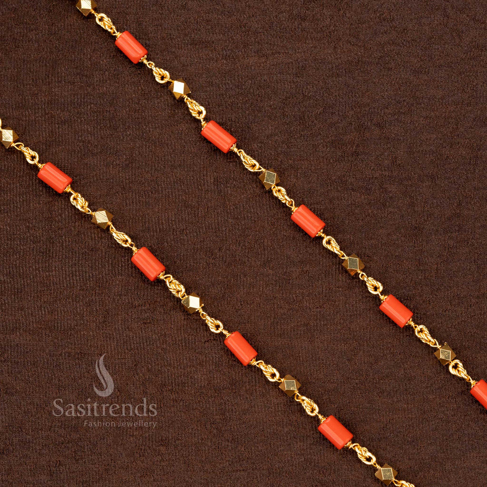 Traditional Mangalorean chain necklace with micro gold plating, guaranteed finish – Sasitrends 