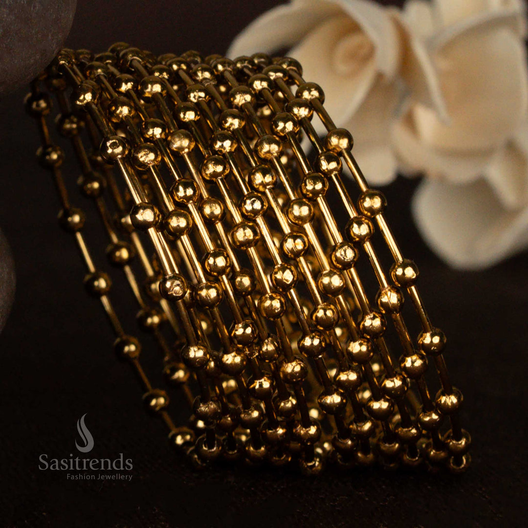 Oxidised Antique Gold Plated Bangles with Ball Pipe Design – Traditional Festive Wear by Sasitrends