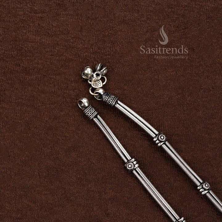 Oxidised German Silver Tribal Anklet with Floral Motif – Sasitrends