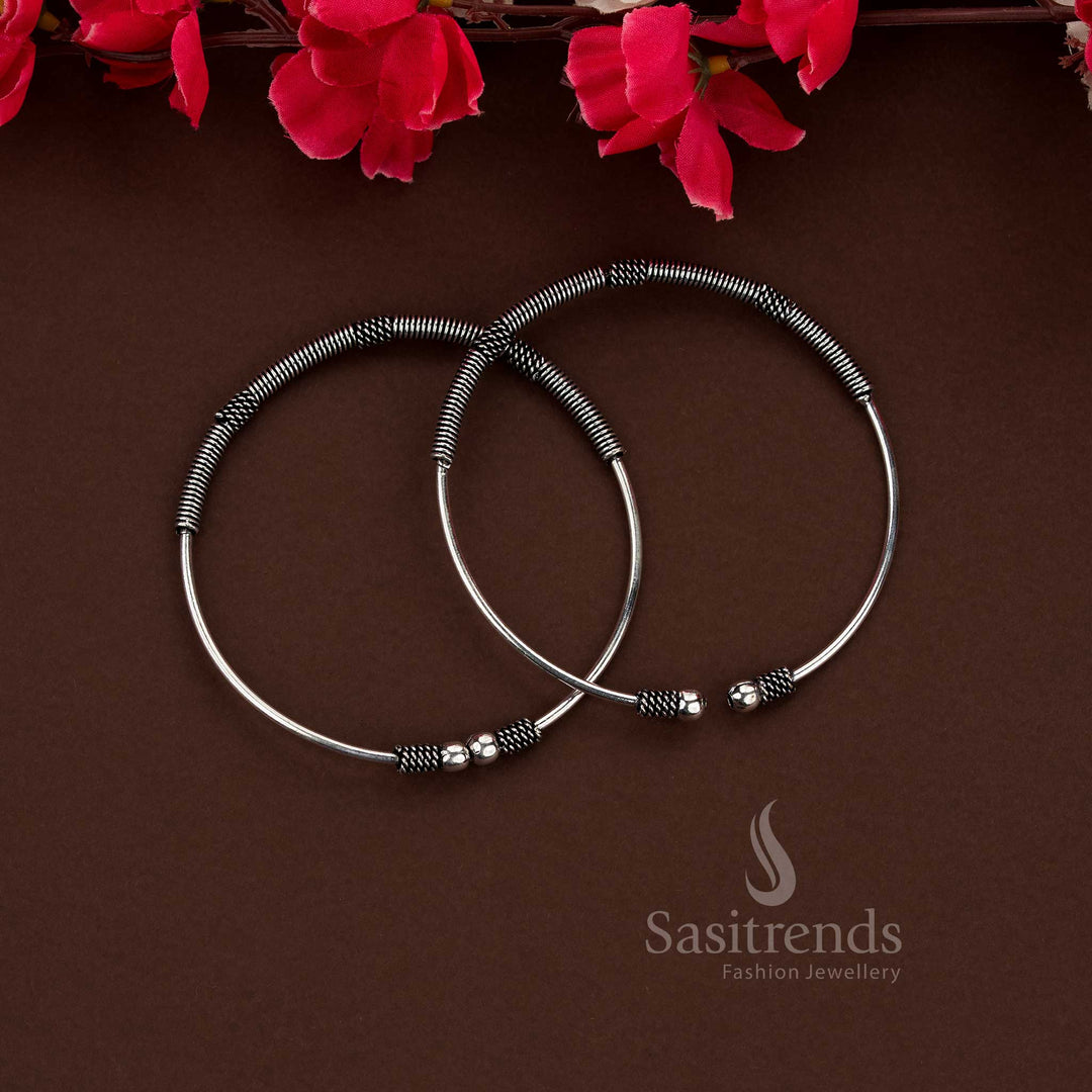 Oxidised Kada style anklet payal perfect for casual everyday wear with a delicate handcrafted look – Sasitrends