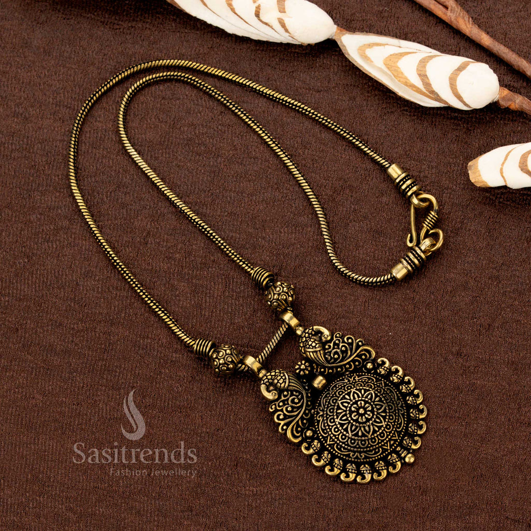 Navaratri Wear Antique Oxidised Peacock Pendant Necklace – Sasitrends