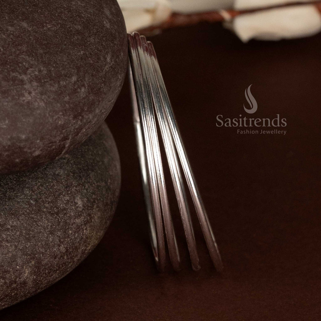 Elegant oxidised thin lined bangle set for office wear and casual outings – Sasitrends